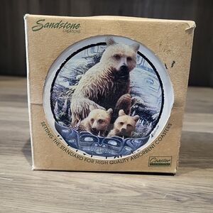 4 Coaster Creations Kodiak Island Alaska Bears Non Slip Sandstone Coasters NIB